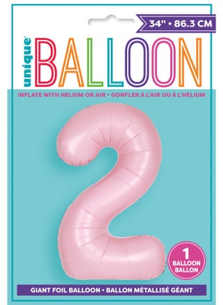 34" Matte Lovely Pink Number 2 Foil Balloon - view 2